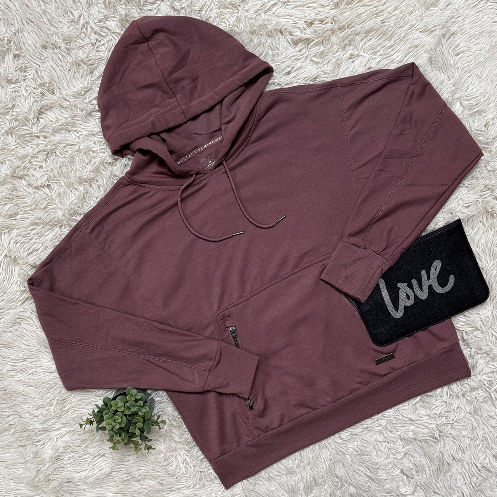 🎉HP🎉 Nine West Active Long Sleeve Hoodie Top 💗Maroon - Picture 1 of 13